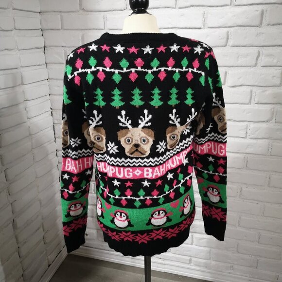 Happy Holidays Urban Heritage Ladies Size Large Bah Humbug Festive Sweater - Picture 2 of 12